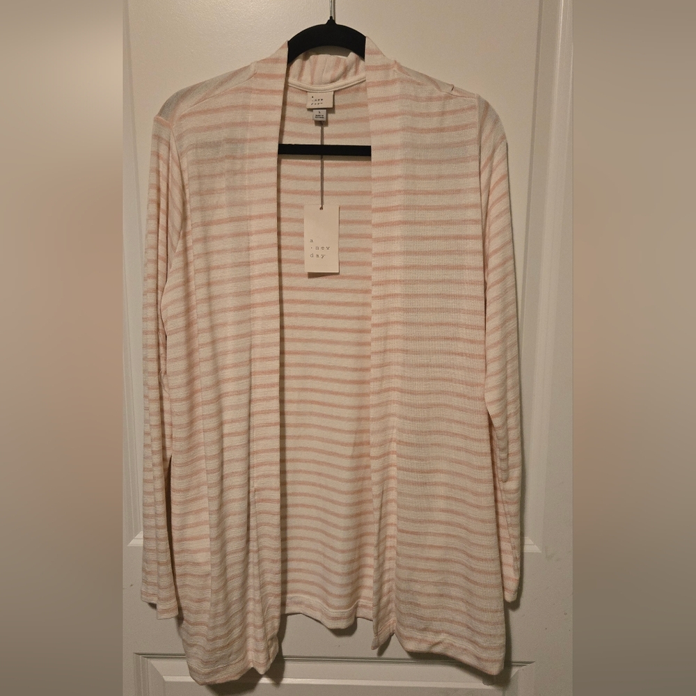 A New Day Women's Cardigan - Blush and Cream Stripes